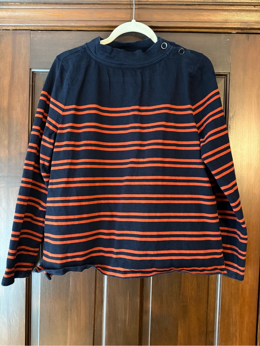 Talbots Navy and Orange Striped Shirt